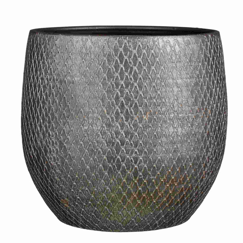 Allimae Ceramic Pot Planter, 32cm H x 32cm W x 32cm D, Silver