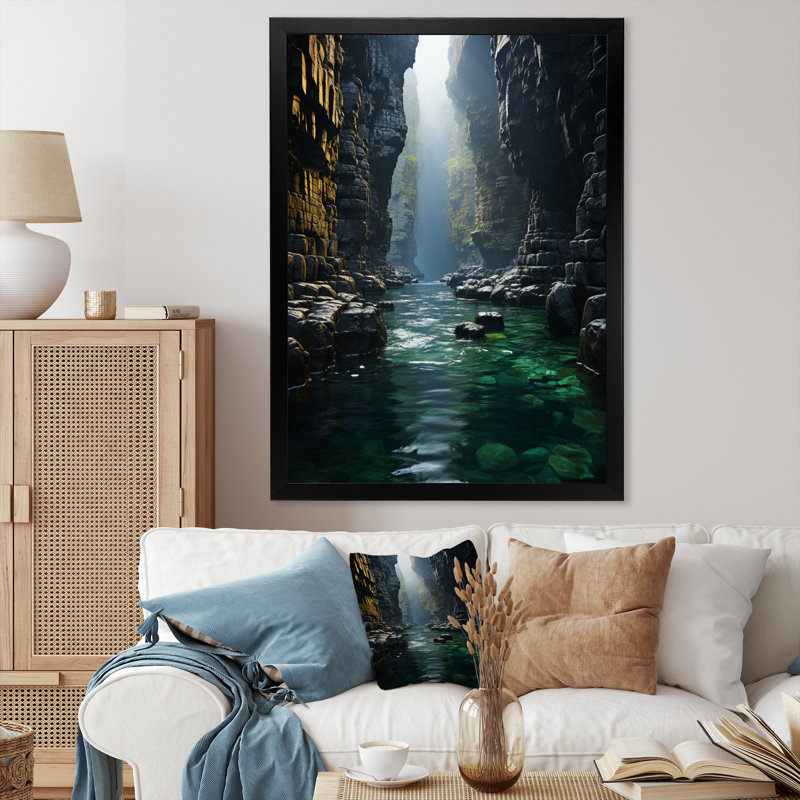 Impression sur toile Beckener Canyon Enigmatic Profondeurs I, Cadre photo noir, H 32 po x l 16 po x P 1 po