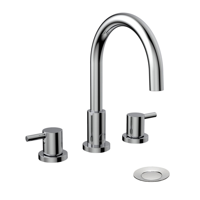 Robinet de salle de bain à large entraxe avec bonde Delphi, Chrome poli