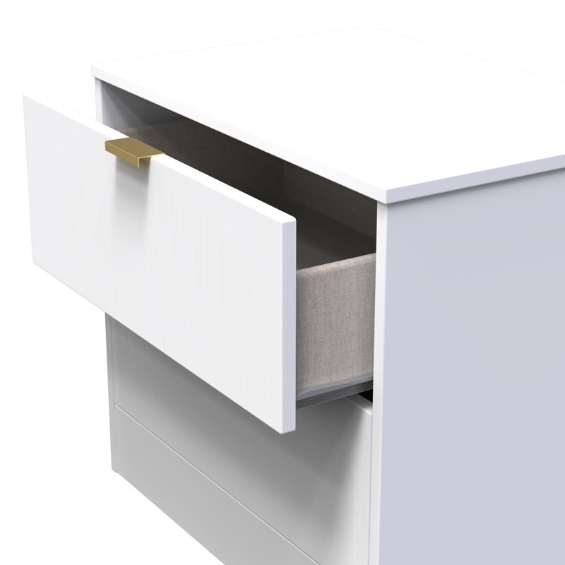 Berklie 58cm W Manufactured Wood Bedside Table, White Matt