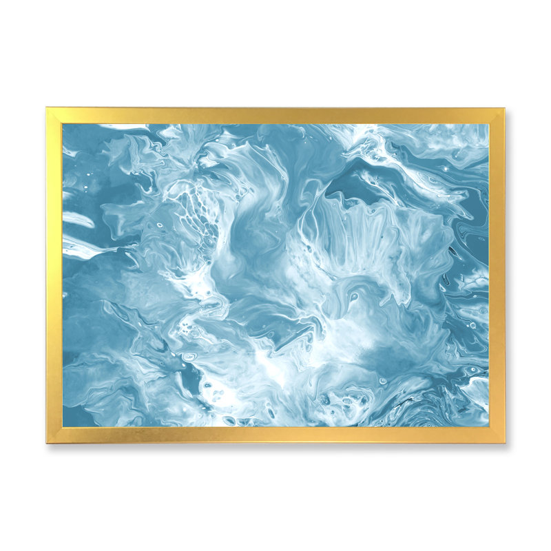 Nuage d'art clair bleu clair - peinture sur toile, H 24 po x l 32 po, Toile à cadre d'angle fermé doré