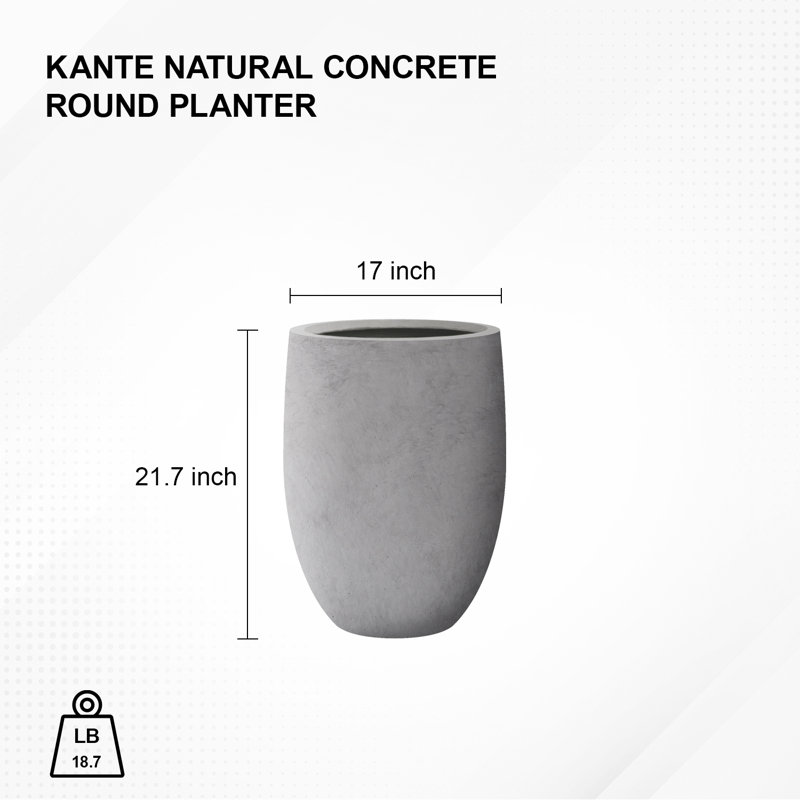 Pots à fleurs ronds faits à la main avec trou de drainage l 16 po x H 21,5 po, Brun, H 21,7 po x l 17 po x P 17 po