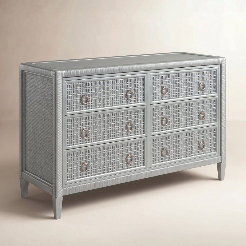Commode 6 tiroirs Monterey, Nickel, Oui, Nickel satiné