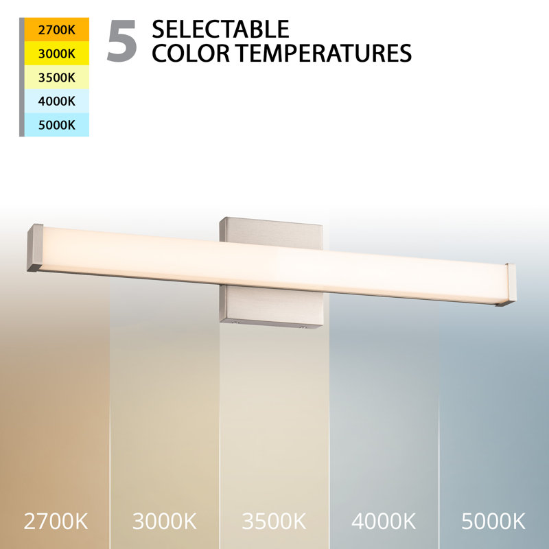 Éclairage pour salle de bain et meuble-lavabo mince à DEL à intensité variable de 24 po, Nickel brossé