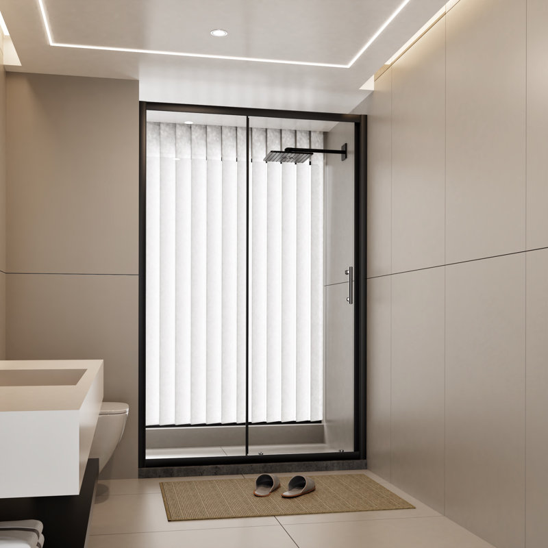 60" W X 72" H Single Sliding Framed Shower Door With Clear Tempered Glass
