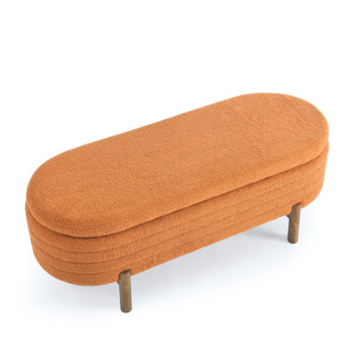 Ottoman Oval Storage Bench,Rubber Wood Leg(46."x17.7"x10.8")