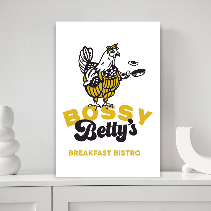 Art mural rétro rétro Bossy Betty, 18" H x 12" W