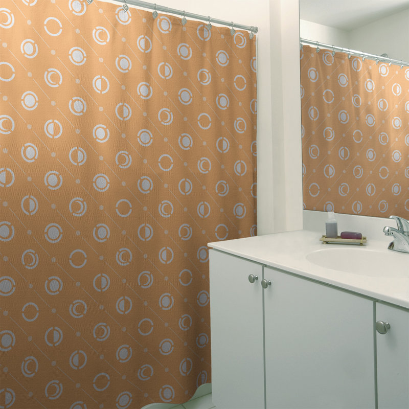 Noira Gothard Classic Moon Phases Single Shower Curtain, Light Orange/White