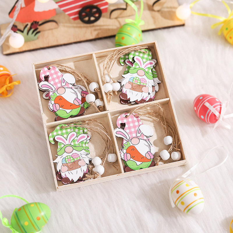 12 pièces de pendentifs décorations de Pâques, décoration d'arbre de Pâques, lapin, pendentifs suspendus, B