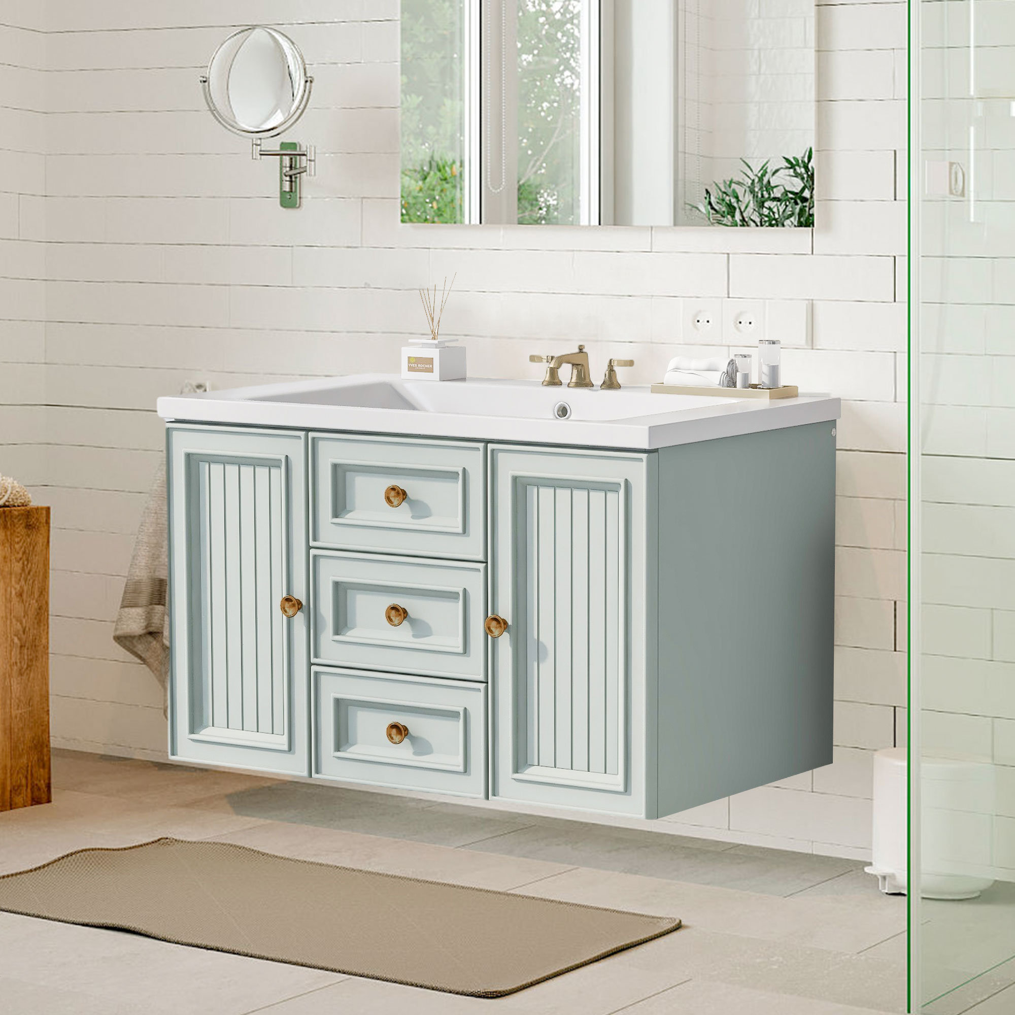 Magiccactus 29.3'' Single Bathroom Vanity Base Only in Green | Wayfair