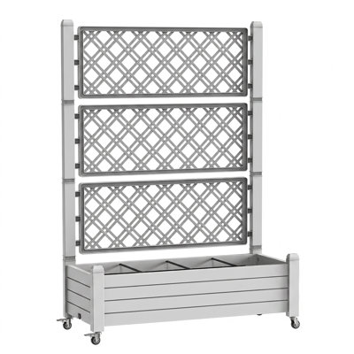 64.33"H Outdoor Elevated Garden Bed With Trellis For Climbing Plants