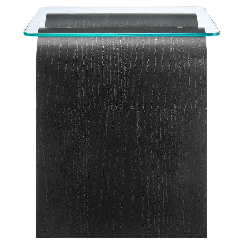 Ondine Black Wave Base Glass Top Side Table