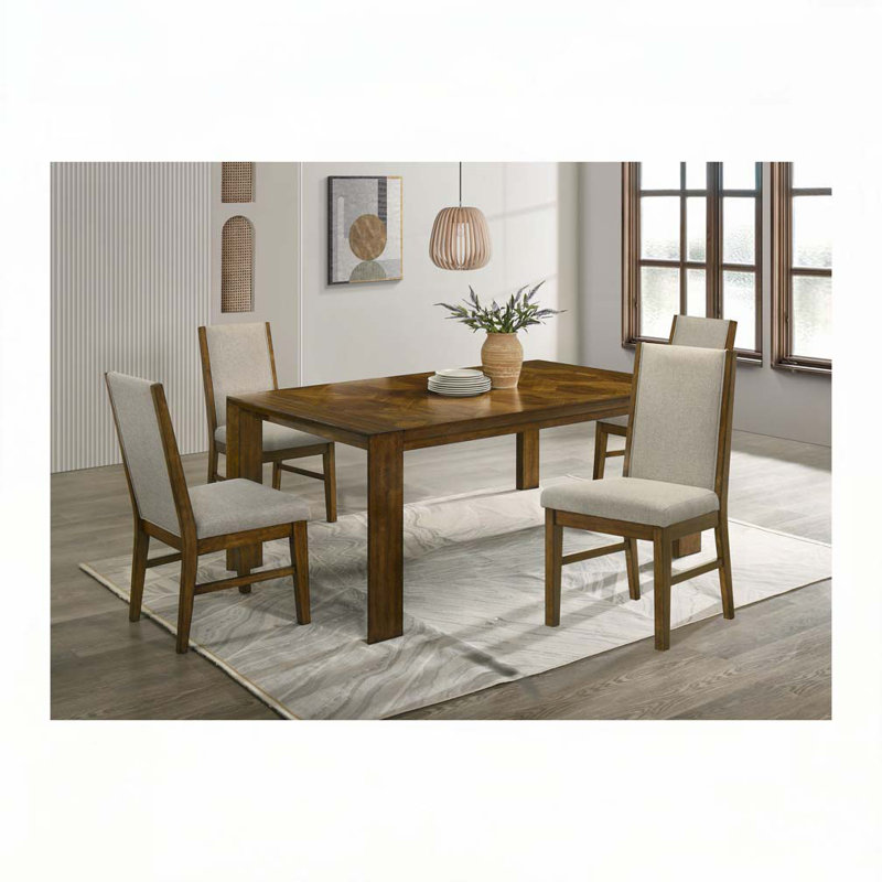 Upholstered Soft Neutral Fabric Wooden Dining Chairs