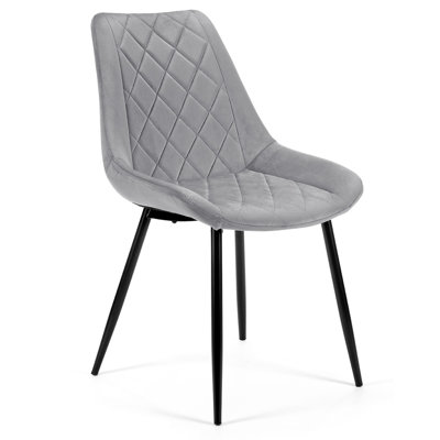 Fishersville 46cm H Tufted Velvet Upholstered Upholstered Back Side Chair in Gray