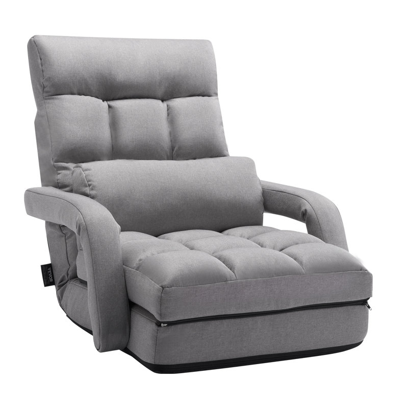 Floor Chair with 5 Adjustable Position and Armrest Floor Gaming Chair Gray