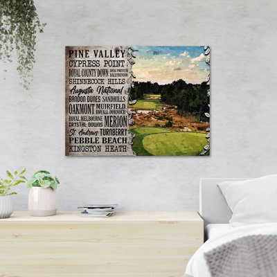 Golf Course - Names Of Golf Clubs - 1 Piece Rectangle Graphic Art Print On Wrapped Canvas