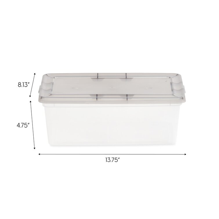 Gracious Living 1.5 Gallon Clear Plastic Storage Bin Container & Lid (12 Pack)