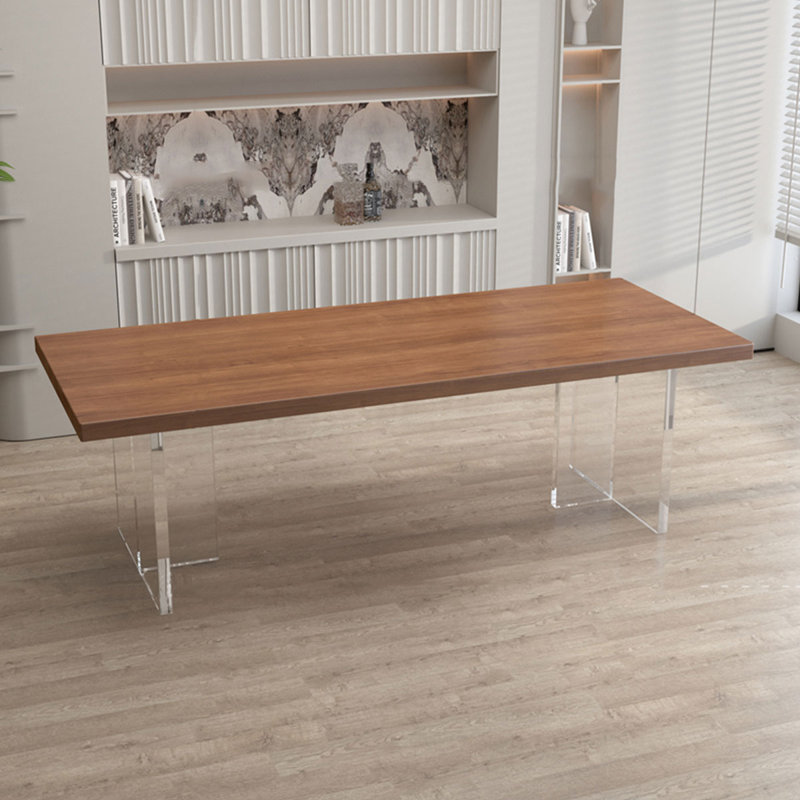 Bureau rectangulaire en bois massif noyer, H 29,53 po x l 78,74 po x P 31,5 po