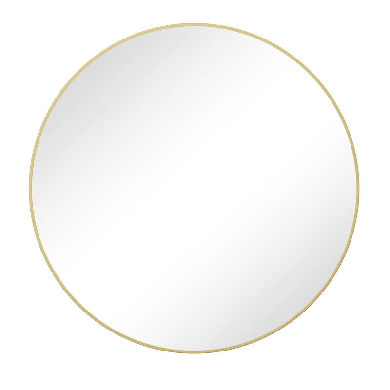 Miroir mural en métal doré, 48 po, pour le décor de différentes pièces, 48 po, Doré, 48 po x 48 po