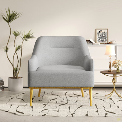 Chaise d'appoint moderne avec dossier incurvé et pieds en métal pour le salon, la chambre à coucher ou le coin lecture