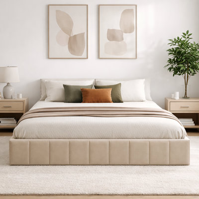 Juanetta Hydraulic Lift Up Storage Upholstered Platform Bed With Wooden Slats, Sturdy And No Noise, Easy Assembly