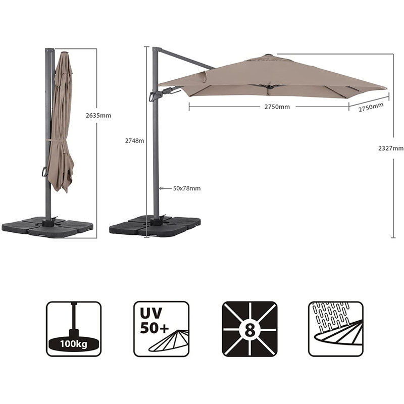Antonietti 275cm X 275cm Rectangular Cantilever Parasol