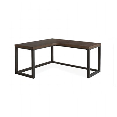 Bureau d'angle moderne et simple en bois massif en forme de L