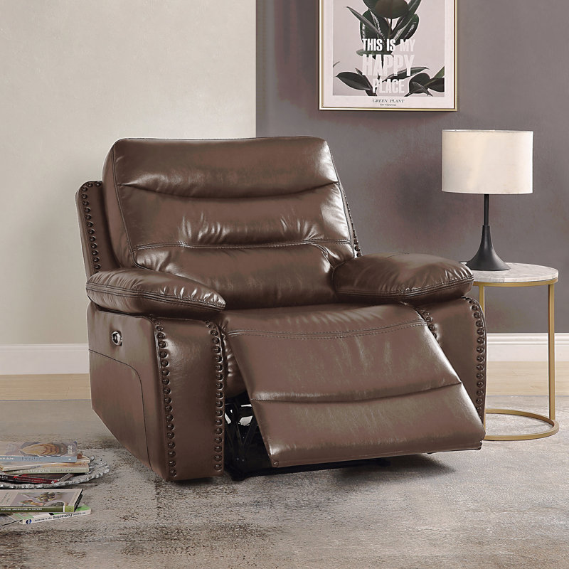 Fauteuil inclinable électrique brun avec accoudoirs coussinés