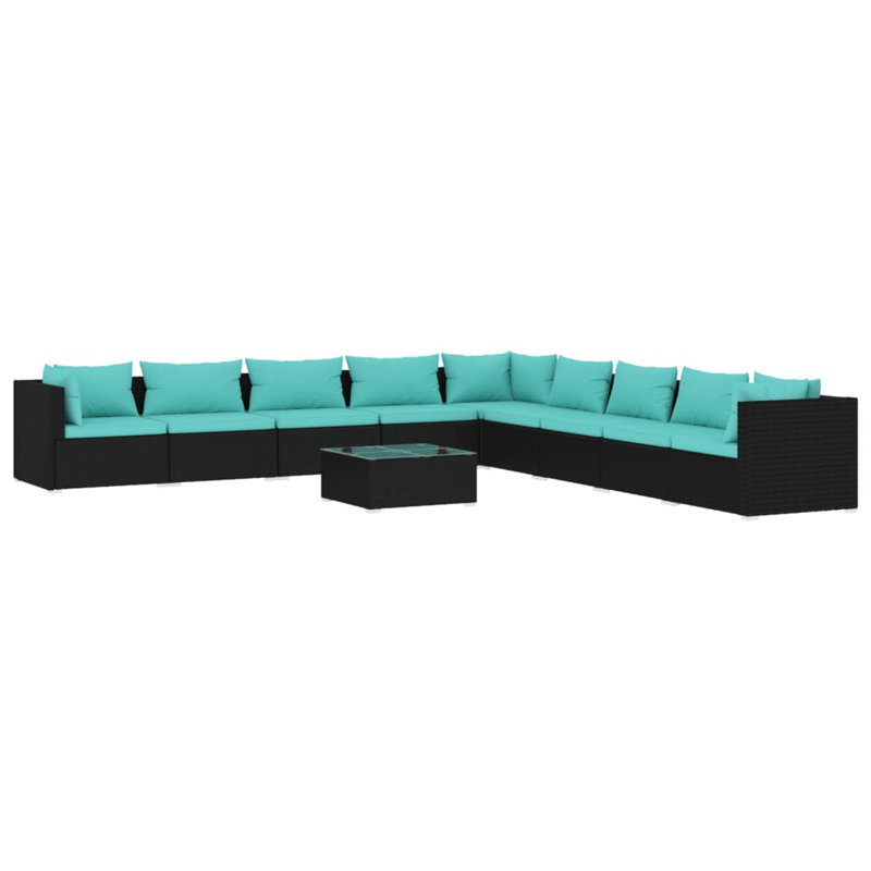 Ensemble de conversation modulaire 10 pièces, Bleu eau, Noir
