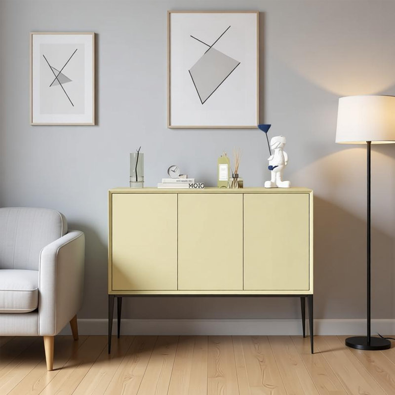 Armoire de salle à manger italienne minimaliste peinte, Noir / Jaune