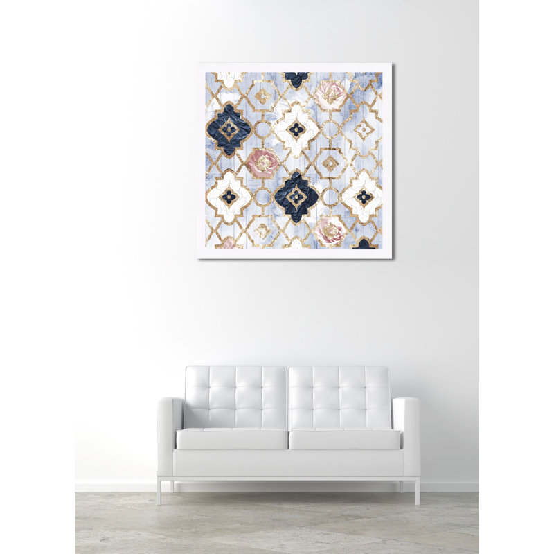 Abstrait rose quartz marocain-impression d’art graphique sur papier encadrée, Cadre blanc, H 12 po x l 12 po