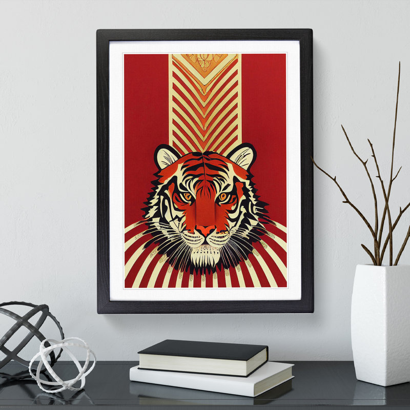 Tiger Nouveau - Framed Print, Black Framed, 34cm H x 25cm W x 2cm D