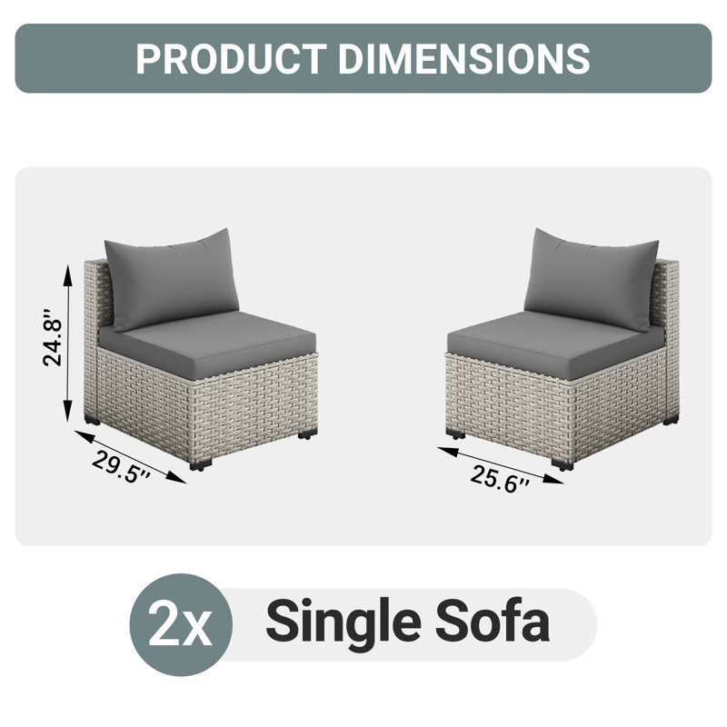 Ensemble de 2 chaises d'extérieur en osier pour l'extérieur, Gris