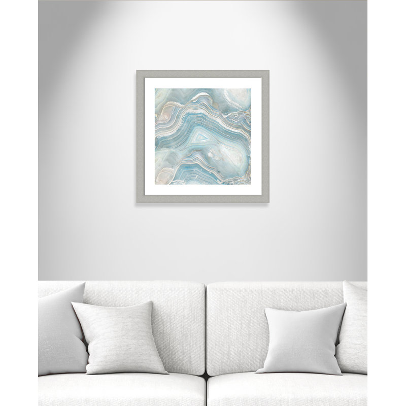 «Priya Agate in Blue I», reproduction d'art graphique encadrée, H 25 po x l 25 po x P 1,25 po, Argent brossé
