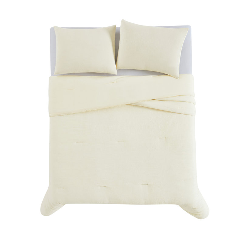 Reta Microfiber Comforter Set, Twin XL Comforter + 1 Standard Sham, Ivory
