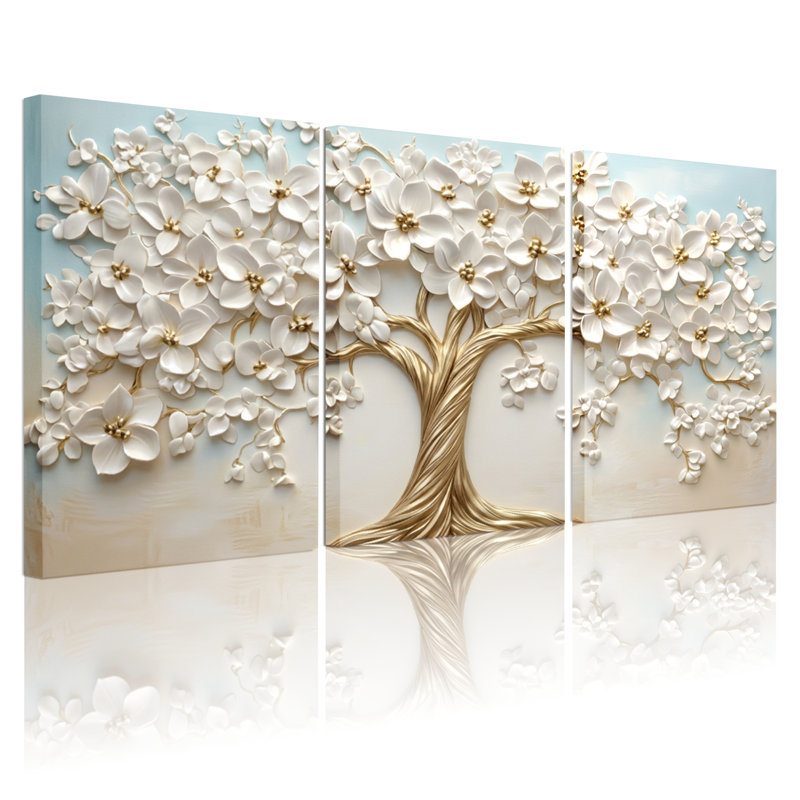 Ensemble de 3 impressions florales sur toile tendue à l'huile sur toile, 2436