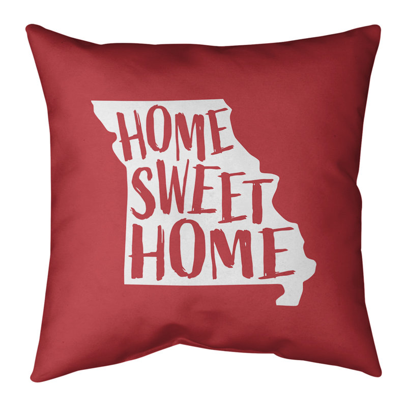 Reversible Throw Pillow, Red, 16" H x 16" W, Missouri