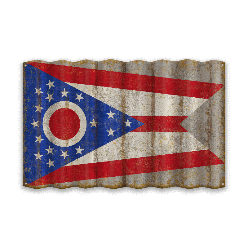 Décoration murale Retro State Pride: drapeau en aluminium vieilli, Ohio