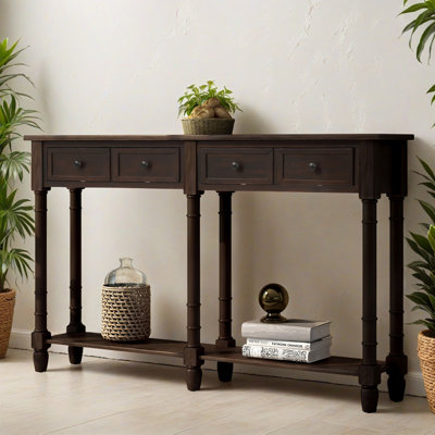 58.02" Console Table, Minimalist Entryway Table with 2 Drawers, Sofa Table with Bottom Shelf for Living Room, Hallway