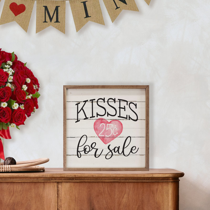 Bisous à vendre cœur blanc délavé, H 16 po x l 16 po