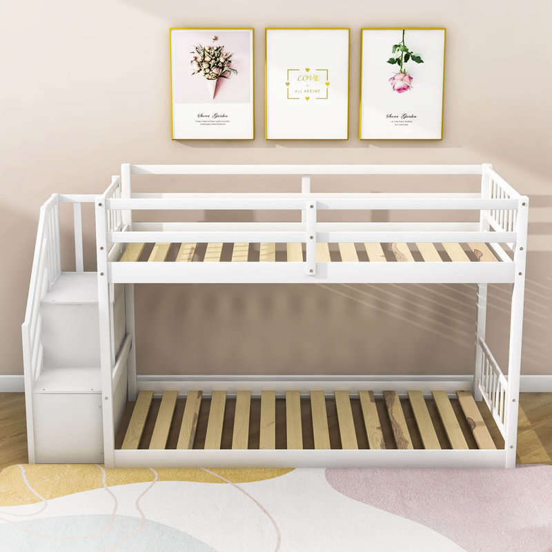 Dimassino Kids Twin Over Twin Bunk Bed, White