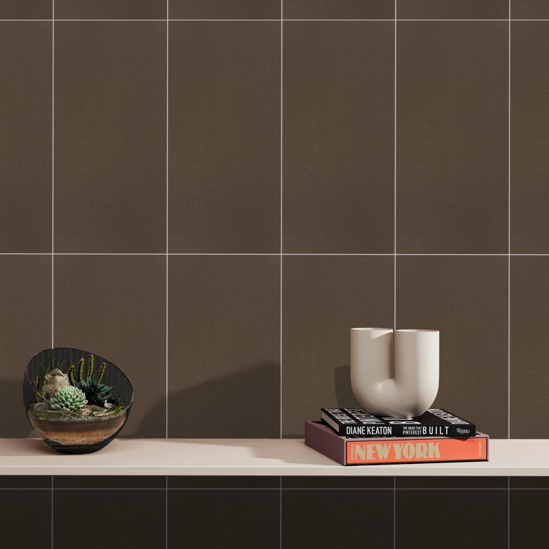 True Story Textured 12'' W x 24'' L Porcelain Throughbody Singular Tile, Chestnut