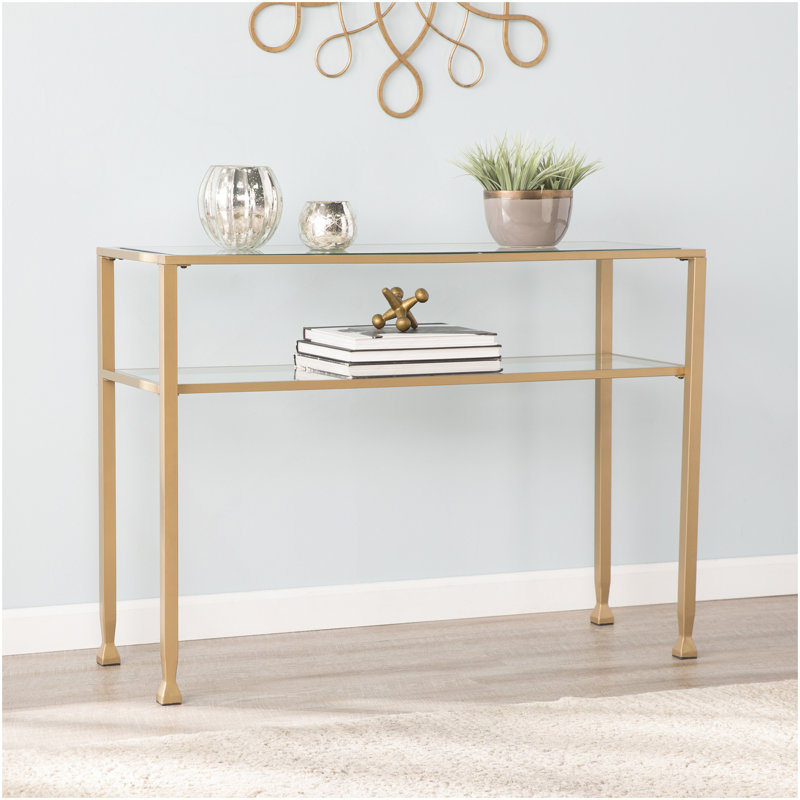 Jaymes Gold Metal And Glass Console Table