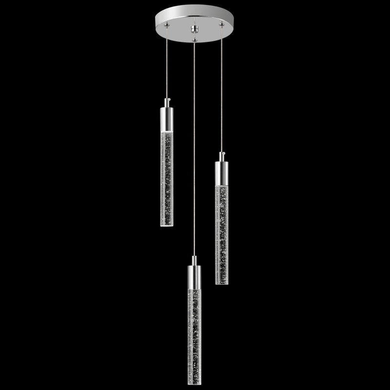 Hamrnand - Light Modern Kitchen Island Pendant Light Dimmable LED Mini Crystal Pendant Lighting, 3, Chrome