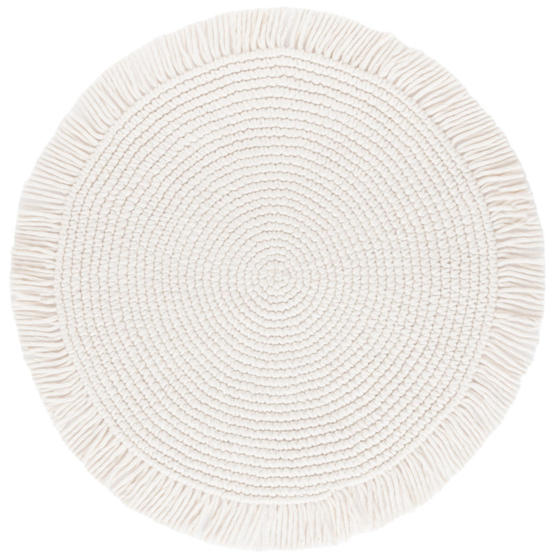Braided 601 Area Rug In Ivory, Rond 4 pi
