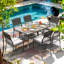 Ensemble repas pour 6 personnes en osier avec table rectangulaire, coussins inclus-1052928971-1052928969