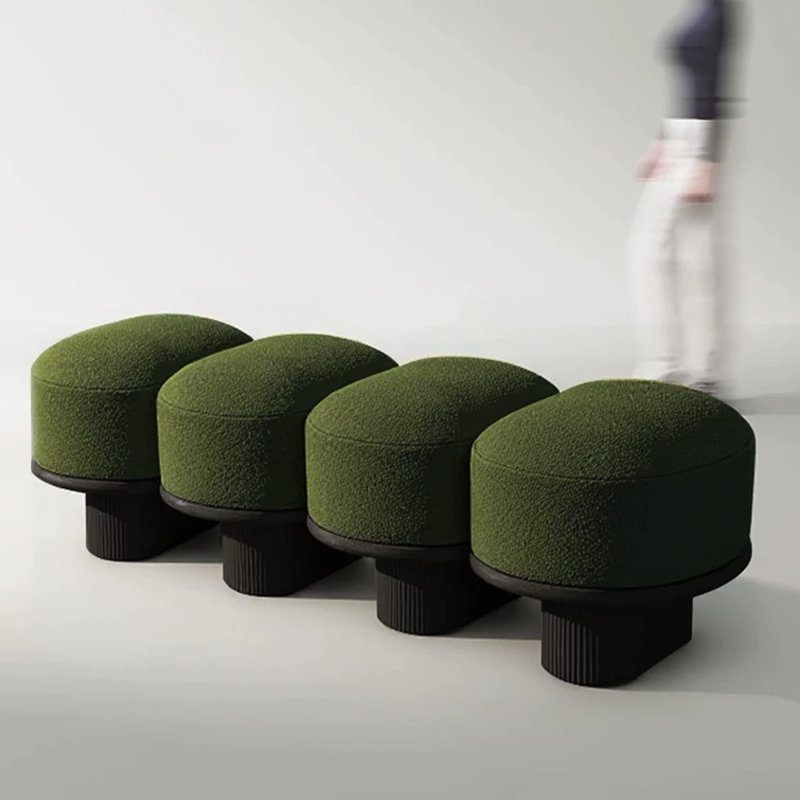 Banc rembourré en bois massif noir, Vert