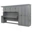 Lit escamotable simple avec garde-robe, armoire et bureau, gris-1174205090