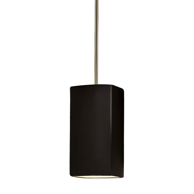Luminaire suspendu carré 1 lumière Radiance, Laiton antique, Noir mat carbone