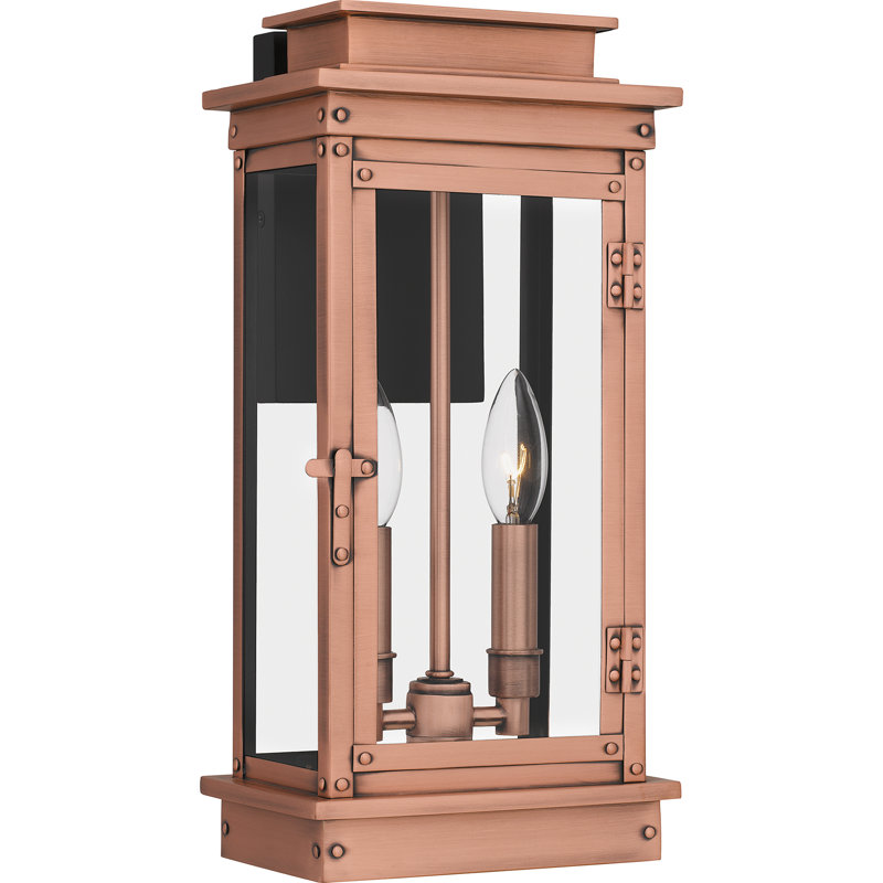 Emrey 2-Light Aged Copper Outdoor Wall Lantern